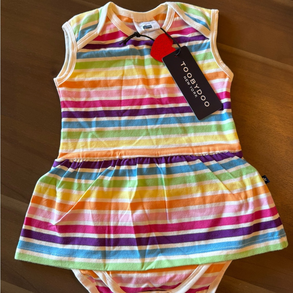 NWT Toobydoo Rainbow Striped Sleeveless Dress